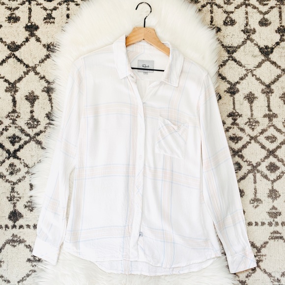 Rails Tops - Rails Hunter Buttondown Top in Ivory/Sherbert XS